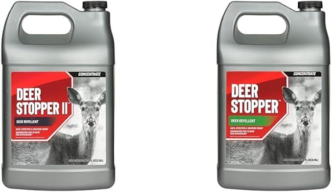 Deer Stopper II 1 Gallon &amp Messina 1 Gallon Deer Repellents - All Natural Safe Around Produce Repel Deer Elk Moose 30 Day Protection