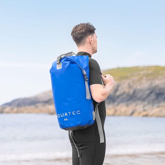 AQUATEC Waterproof Dry Bag Rucksacks - 5X Sizes: 10L 15L 20L 30L &amp 40L | Double Shoulder Strap Backpack | Perfect for Boating/Kayaking/Hiking/Camping