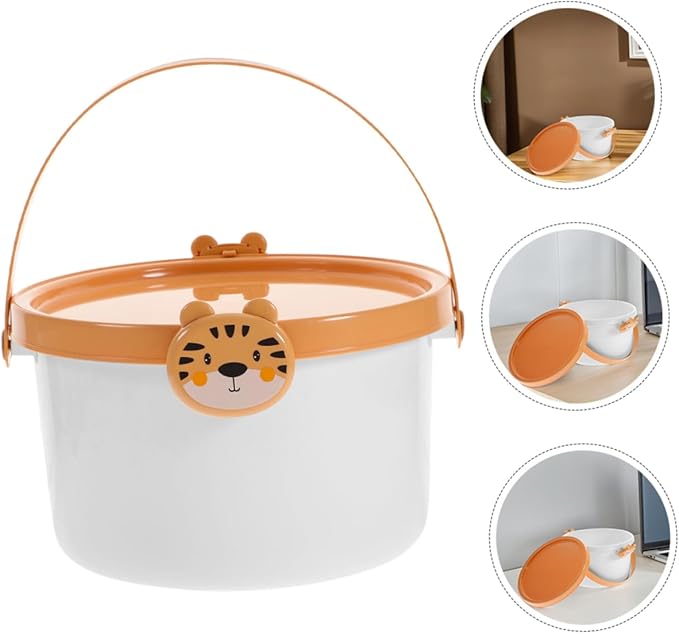 2pcs Portable Toy Storage Bin with Handle Sturdy Organizer for Boy Girl Toys Pet and Stationery Versatile Storage Container with Lid for Living Room and Playroom