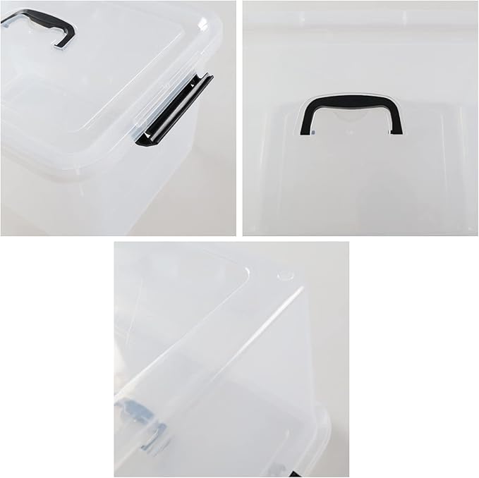 20-Quart Plastic Bins with Lid Clear Plastic Boxes with Handles 4-Pack