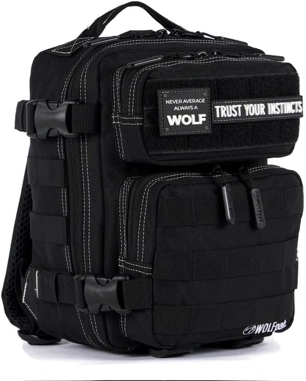 WOLFpak 9L Mini Tactical Backpack for Men &amp Women | Compact Small Everyday Carry Bag for Gym School Travel | Durable Water-Resistant Daypack with Molle System and Patch Panel (Black Phantom)