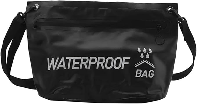 Waterproof Dry Bag Waterproof Dry Bag Handbag Minimalist Handheld Makeup Bag One Shoulder Waterproof Swimming Bag Outdoor Travel Small Toilet Bag for SwimmingBoating(Black)