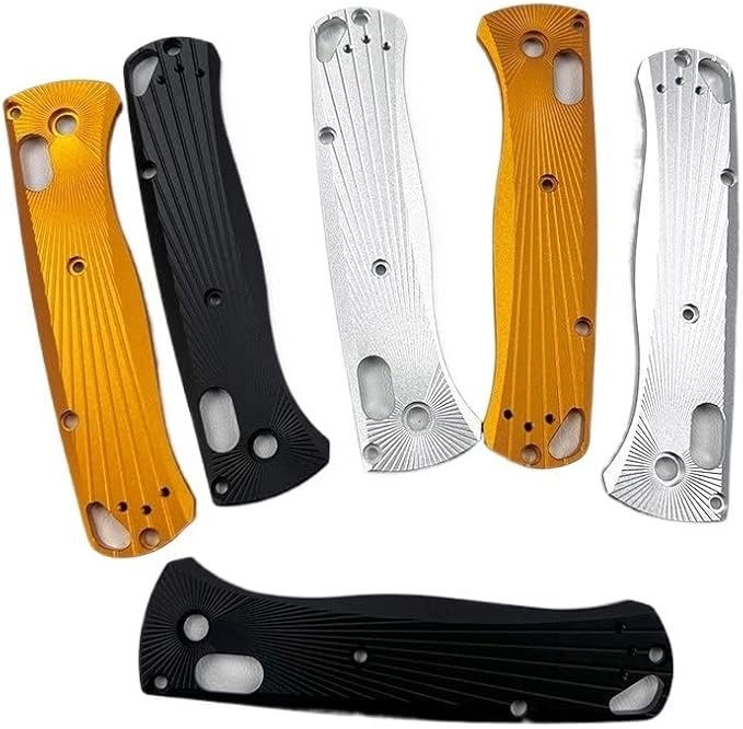 2-Piece Pair Aluminum Alloy Scales in Gold Fits for Bugout 535 Custom CNC Blank Handle Patch Replacement
