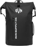 SVN Supply Co. Heavy-Duty Waterproof Backpack – Roll-Top Dry Bag for Hiking Kayaking Camping &amp Outdoor Adventures – Padded Shoulder Straps (Black)