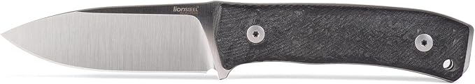 LionSTEEL M4 Fixed Blade FatCarbon Glow in the Dark Carbon Fiber Handle Scales Full Extended Tang Construction M390 Steel Blade Triple Stitched Leather Sheath KAVISO Exclusive
