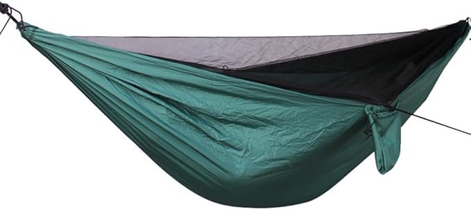 Portable Hammock Standhammock FrameElasticated Automatic Quick-open Ultra-light Nylon with Mosquito Net Hammock Suitable for Travelling and Camping(Dark Green)