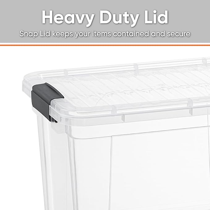 Superio Storage Bins with Lids- 12 Pack 2.5 Qt Clear Boxes for Organizing Stackable Plastic Containers- BPA Free Non-Toxic Odor Free Organizer for Home Office Dorm
