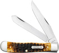 Case XX WR Pocket Knife Trapper Burnt Amber Bone CS Item #51390 (6254 CS) Length Close: 4 1/8 inches
