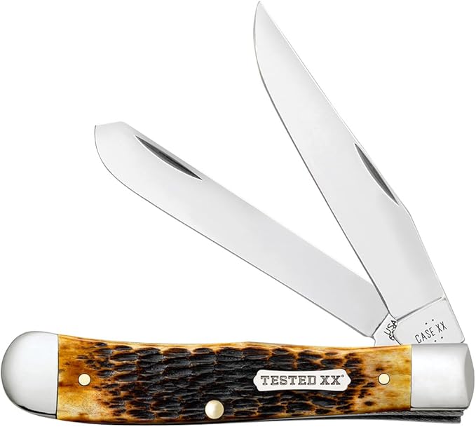 Case XX WR Pocket Knife Trapper Burnt Amber Bone CS Item #51390 (6254 CS) Length Close: 4 1/8 inches