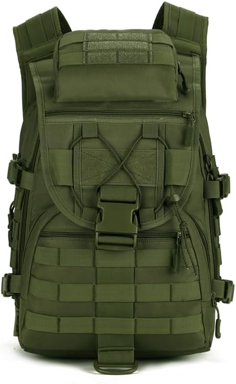 UNISTRENGH 40L Tactical Military Molle Backpack Water&ampAbrasion Resistant Outdoor Hunting Trekking Bag (Army green)
