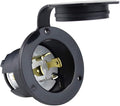 Cllena NEMA L14-30 Flanged Generator Power Inlet/Outlet Receptacle Socket with Cover 30 Amp 125/250V 7500W (Black)
