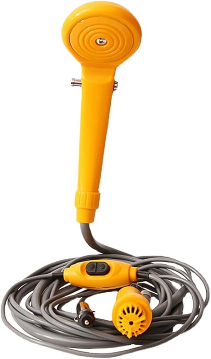 12V Camping Shower Portable Car Washer D-C Car Shower High Pressure Power Washer Electric Pump for Outdoor Camping Travel 2021(Yellow)