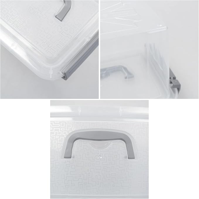 Sandmovie 3 Quart Small Plastic Storage Bin Clear Storage Latch Box with Lids 6 Packs