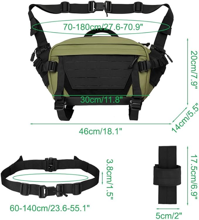 MiOYOOW Tactical Sling Backpack Outdoor Waist Bag Waterproof Crossbody Bag with Concealed Pocket for Hunting Fishing Hiking
