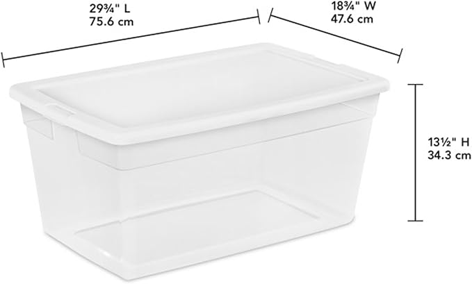 Sterilite 8-Pack 90 Quart Storage Box Stackable Clear Plastic Bins with Snap-On Lids - Heavy-Duty Organizing Containers for Closet Bathroom and Office