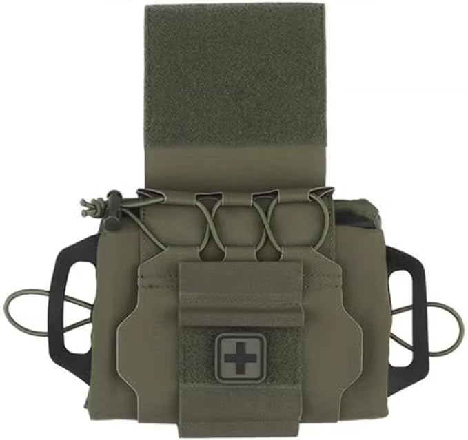 Tactical Medical IFAK Pouch Rapid/Quick Deploy First Aid Pouch Kit Hook and Loop Pack Emergency Survival Bag Two-Piece System Medical Roll Carrier Handle Outdoor Sport Emergency Hunting Bag