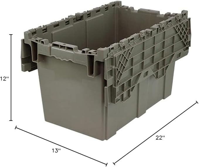 Quantum QDC2213-12 Plastic Storage Container with Attached Flip-Top Lid 22 x 13 x 12 Gray