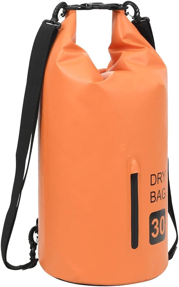 SKM Dry Bag with Zipper Orange 30 L PVC (Weight-1KG)
