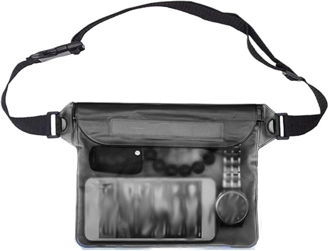 Waterproof Dry Bag 3 Layers High Waterproof Sealing Swimming Bag Large Size Transparent Underwater Dry Protection Bag for Mobile Phone for SwimmingBoating(Black)