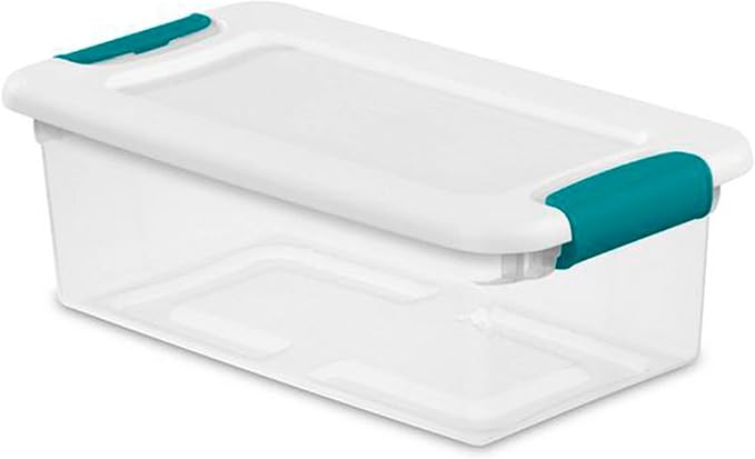 Sterilite 15 Qt Stackable Storage Box with Latching Lid 12 Pack Bundled with 6 Qt Plastic Organizing Bin with Latch Lid 12 Pack