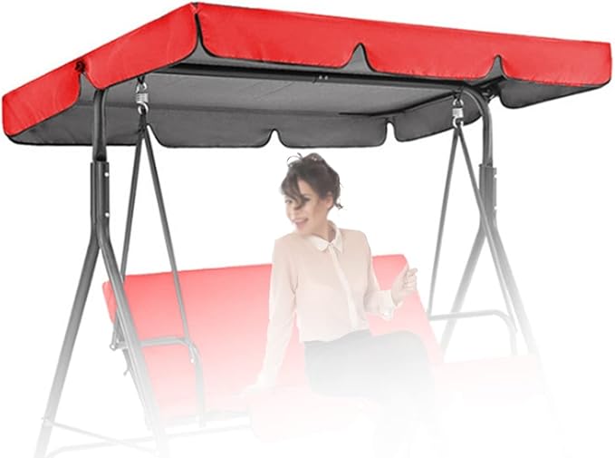 Outdoor Swing Chair Canopy Replacement Waterproof 210D Canopy for 2/3 Seater Swing Seat Sun Shade Top Cover for Garden Swing Chair Durable and UV Resistant