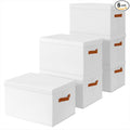 Homsorout Storage Bins with Lids - Large Fabric Closet Bins with Lid 6 Pack Clothes Organizers and Storage Collapsible Stackable Cube Basket for Home Office Dorm White