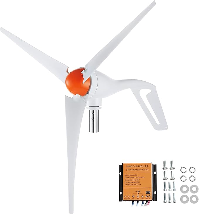 VEVOR 500W Wind Turbine Generator 12V Wind Turbine Kit with MPPT Controller 3-Blade Wind Power Generator with Adjustable Windward Direction 2.5m/s Start Wind Speed for RVs Boats Home Farm