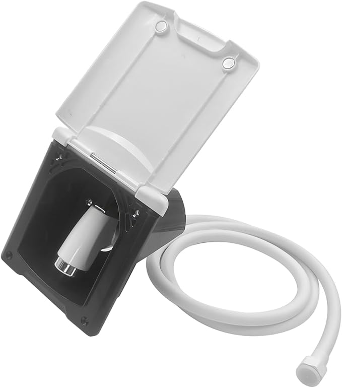 Campers Yacht Shower Box with Cover and 180 Degree Opening Flipping Lid Water Inlet Adapter with Pipe Tanks Cap