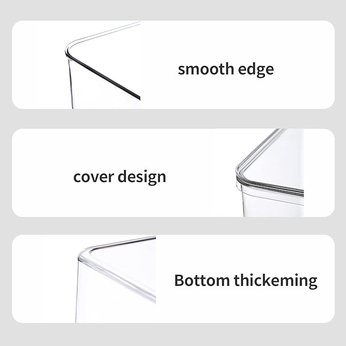 Lidded Plastic Storage Bins Set Clear Desk Basket Box Organizer Kitchen Container Clothes Laundry Closet Cabinet Shelf Organization and Storage for Shelves Office Bathroom(clear 3XL+2M)