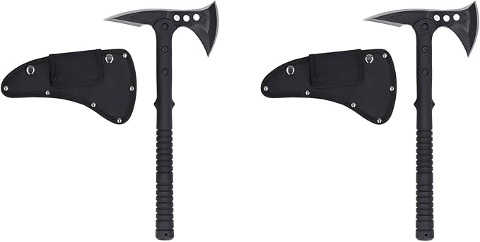 Camping Axe Throwing Axe for Outdoor Wood Splitting and Kindling Forged Carbon Steel Heat Treated Survival Tool Fiberglass Shock Reduction Handle