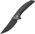 Petrified fish PFP05 Deepsea 3.66” Folding Knife K110 Steel Blade Carbon fiber Handle Flipper Liner Folding Knife for Outdoor. (Black Stonewashed)