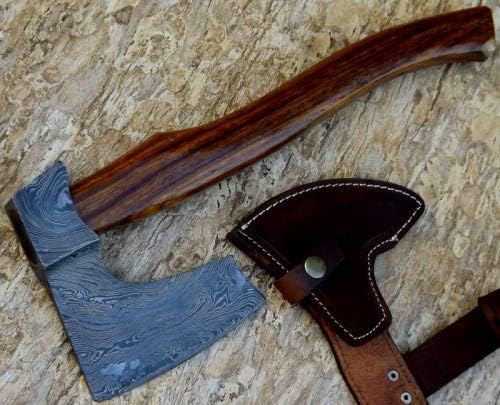 Axe Damascus Steel 15 Rose Wood Handle Axe/Hand Forged Woodsman Axe