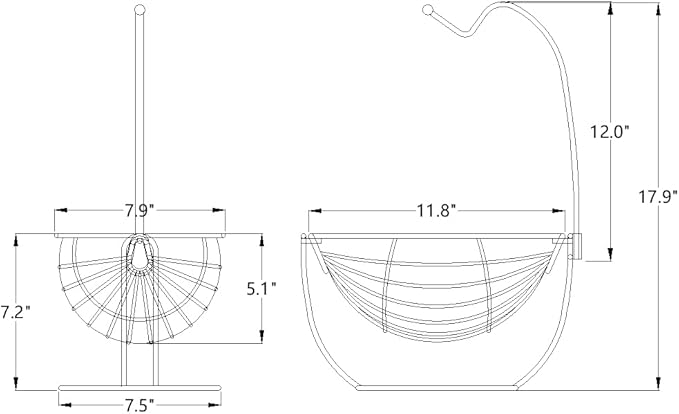 FixtureDisplays® Fruit/Vegetable Hammock with Banana Hanger Metal Basket White Rack Display Stand 12.9X7.5X19.8 21072-NPF-SL