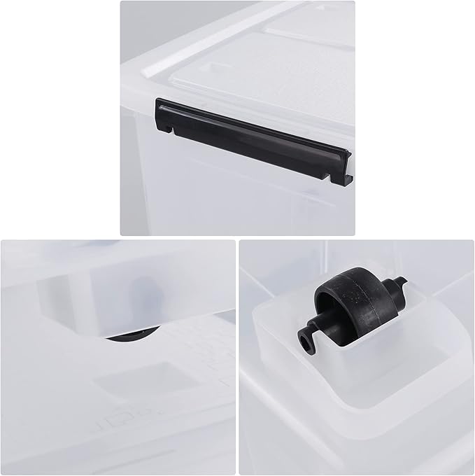 4 Packs 30 L Stackable Plastic Storage Bins with Lids and Wheels Latching Clear Storage Container Box