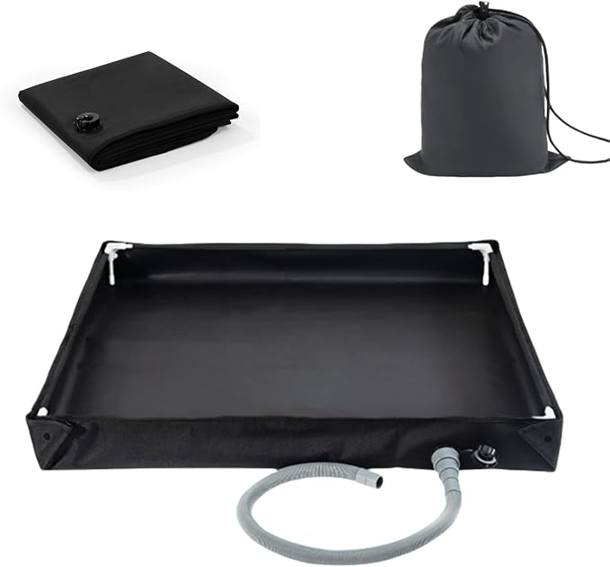Portable Shower Pan 41 x 41 x 5 Foldable Outdoor Camping Furniture Shower Stall Base with Drain Ideal for RV Shower Tent Awning Enclosure