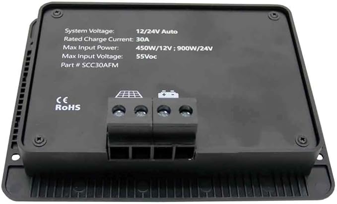 AIMS Power Flush Mount 30 Amp Solar Charge Controller 12/24V PWM