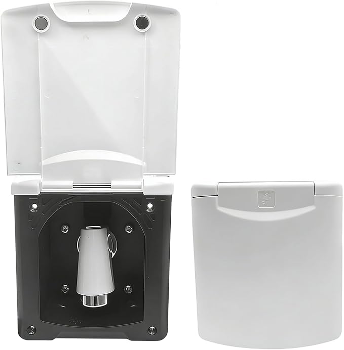 Campers Yacht Shower Box with Cover and 180 Degree Opening Flipping Lid Water Inlet Adapter with Pipe Campers Inlet Adapter