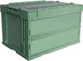 56QT Foldable Storage Box with Handles Collapsible Plastic Organizer Bin for Home Car Trunk Outdoor Camping &amp Travel Eco-Friendly Khaki Container (21.9x15.2x12.8)
