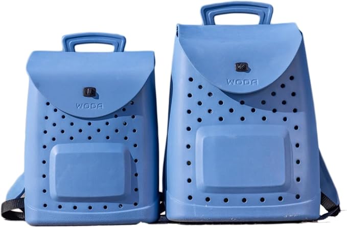 Woda Bag The Ultimate EVA Backpack | Washable Lightweight and Durable | Zipper Pocket Dry Bag For Beach Pool &amp Boat (High Tide Blue Mini Woda Bag)