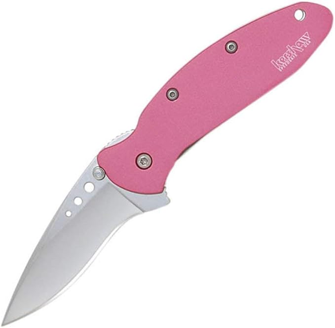 Kershaw Chive Pink Pocket Knife 1.9 420HC Steel Blade 410 Stainless Steel Handle Assisted Opening with Flipper Small EDC