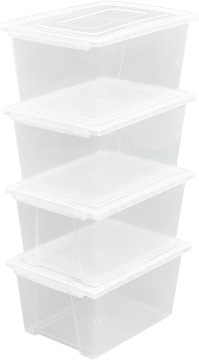 UNiPLAY Set of 4 Extra Large Storage Bins with Lids - Versatile Easy-to-Clean Organizers for Home Office and More