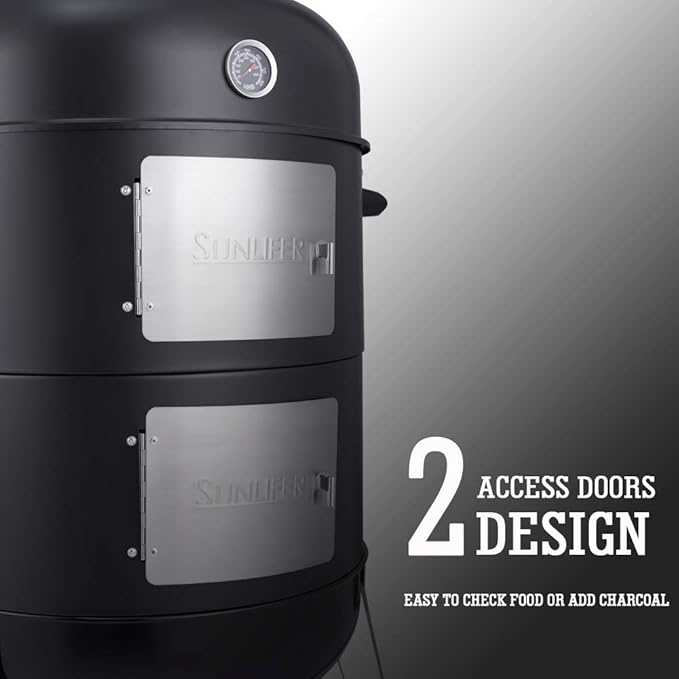 20.5 Inch Vertical Charcoal Smoker and Grill Combo Heavy-Duty BBQ Smokers for Outdoor Cooking Camping