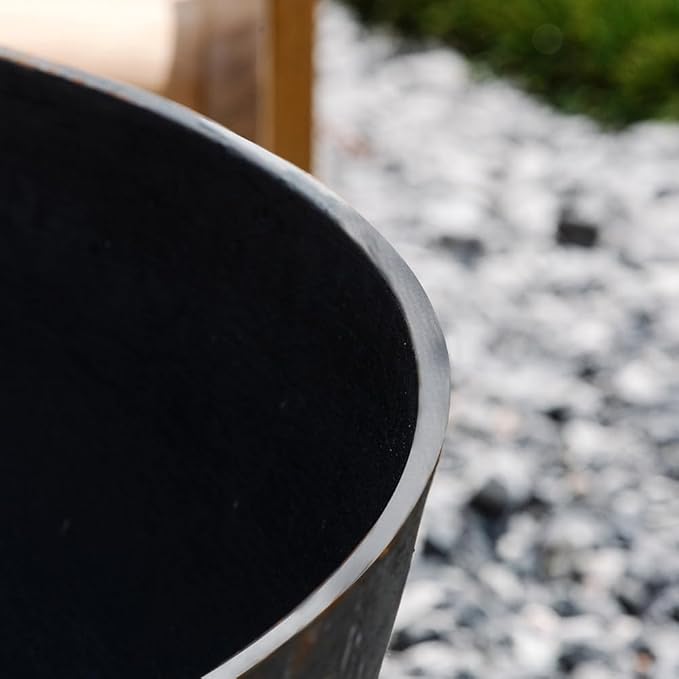 Ash &amp Ember 36 Hemisphere Fire Pit Wood Burning Outdoor Fire Bowl Raw Cast Iron Patina Half-Sphere Outside Fireplace with Flanged Edge and Stable Base