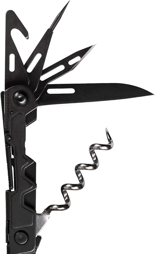 SOG PowerLitre Mini Utility Multi-Tool w/ 19 Lightweight Tools Compact 5 Inch Long Utility Tool with Knife Screwdriver Hex Bit Holder Black