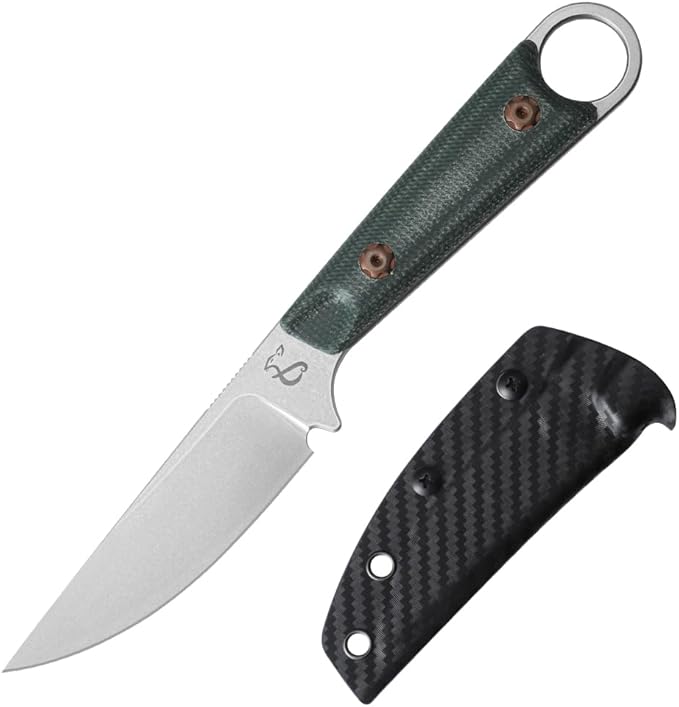Fixed Blade Knife with Sheath3.22inch 14C28N Steel Blade KnivesEDC Knife Micarta Handle with Full Tang Design Knives for OutdoorGift for Men(Green)