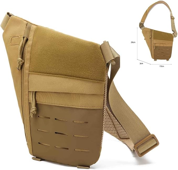 Outdoor Sports Gear Combat Hiking Pack Camouflage Kit Pouch Tactical Chest Sling Bag- Tan