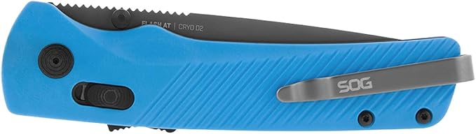 SOG Flash AT Daily Carry Ambidextrous Straight Pocket Folding Knives Ergonomic Handle &amp Deep-Carry Clip D2 Steel Blade