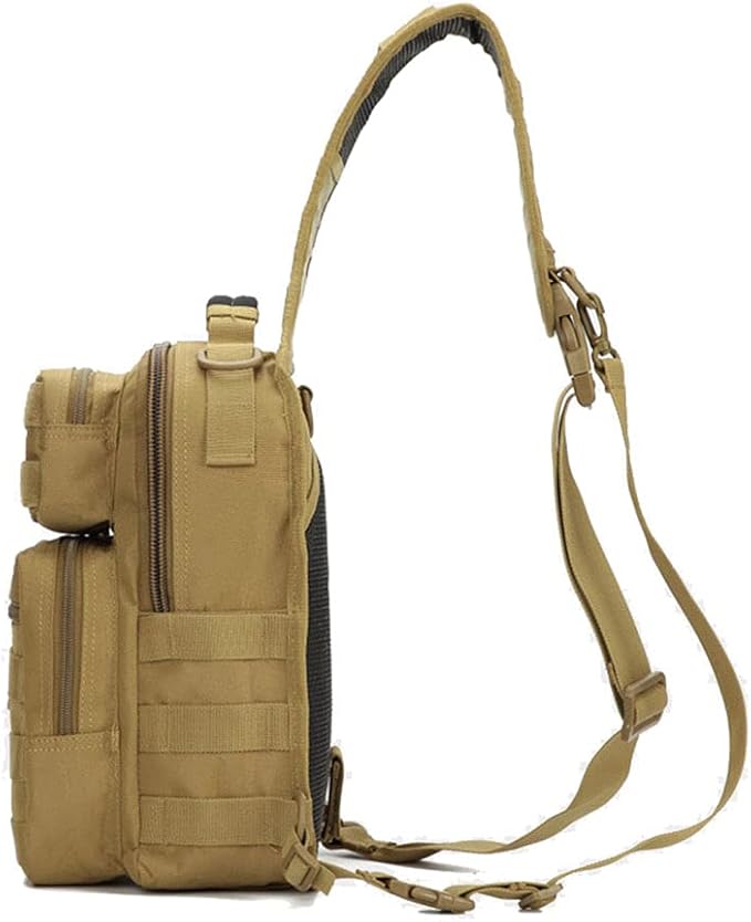 Sunnystacticalgear Outdoor Sports Hiking Sling Bag Shoulder Pack Camouflage Tactical Molle Chest Bag - Tan