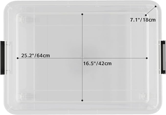 52 Quart Large Plastic Underbed Latching Storage Box Clear Wheeled Under Bed Storage Bins 3 Packs