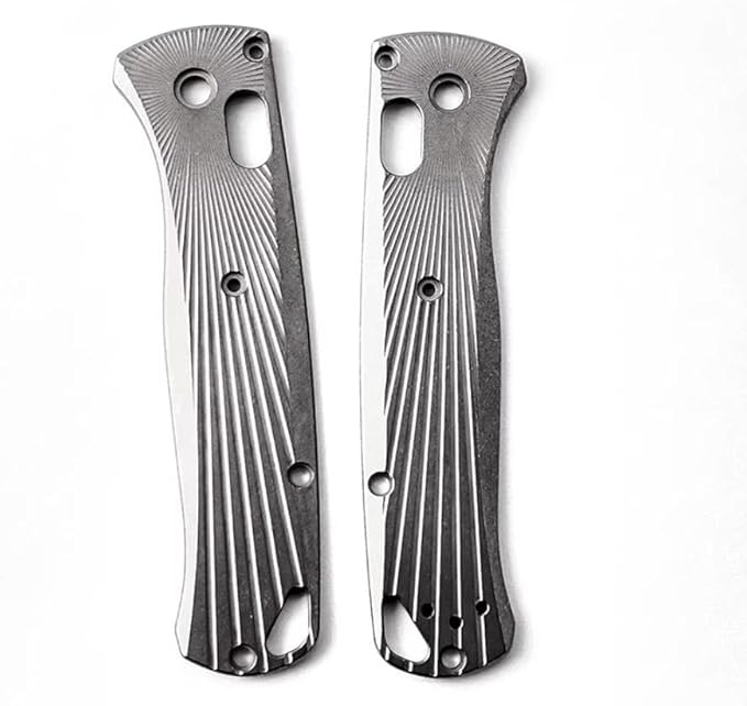 1 Pair Scales Fits for Bugout 535 Titanium Non-slip Blank Handle Patch DIY Replacement in Stonewashed Finish